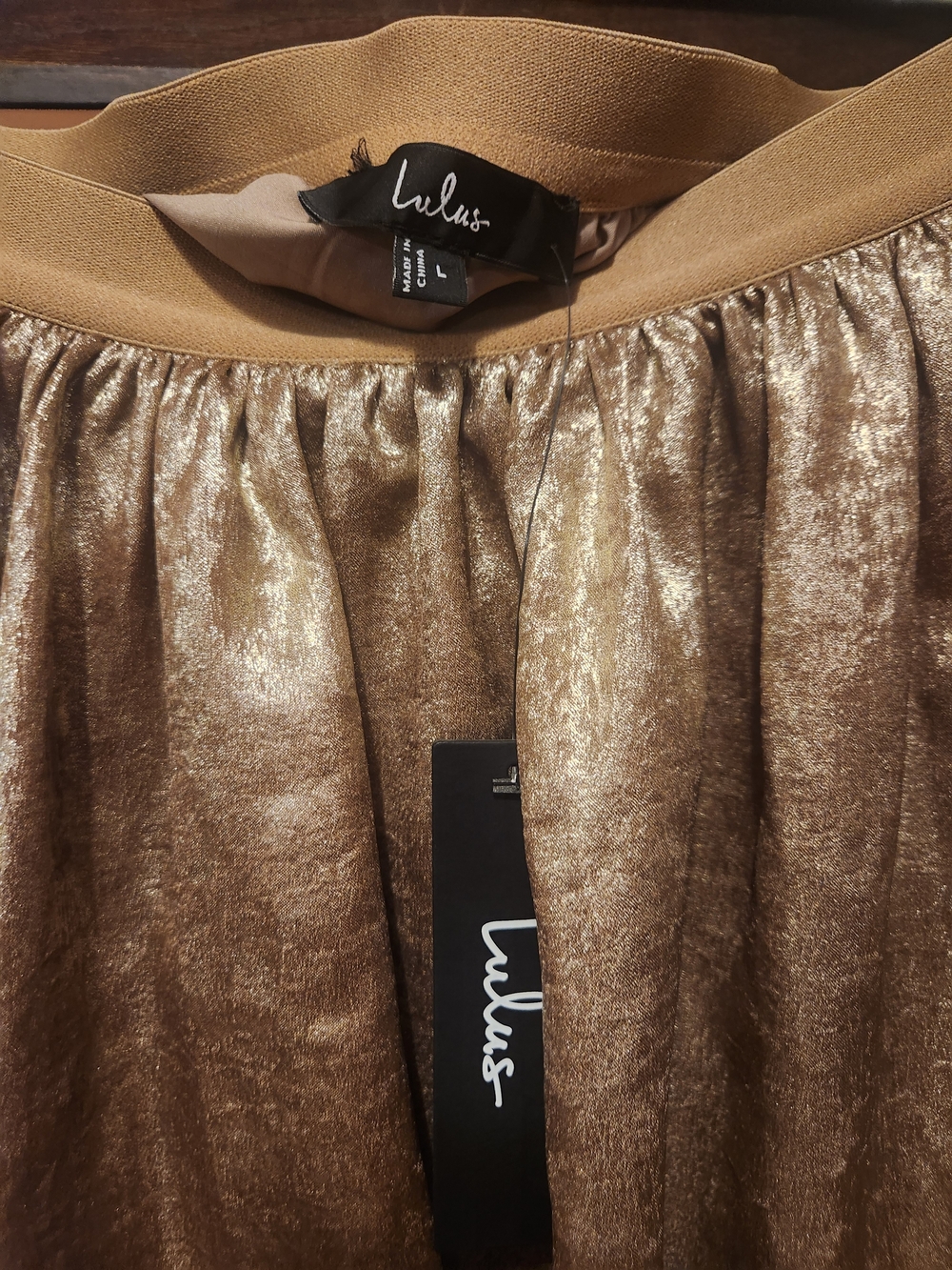 Lulu's Metallic Gold Mini Bubble Skirt - Picture 2 of 4